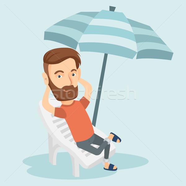 Man relaxing on beach chair vector illustration. Stock photo © RAStudio