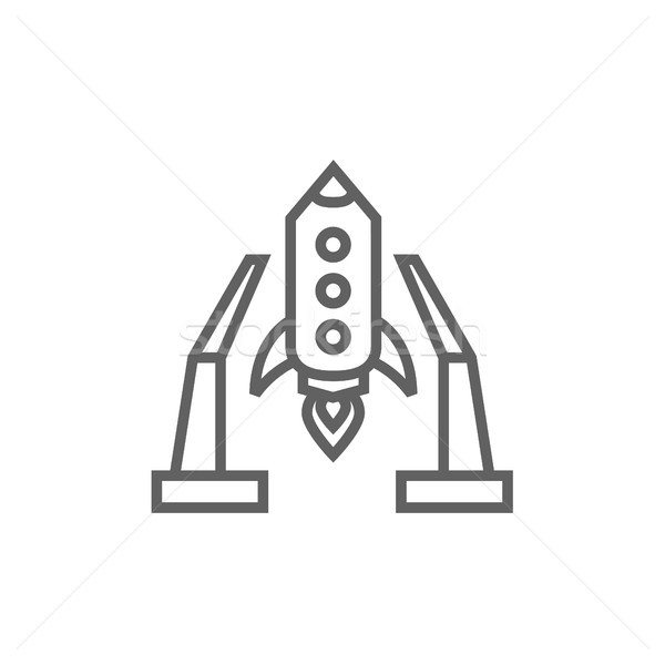 Space shuttle on take-off area line icon. Stock photo © RAStudio