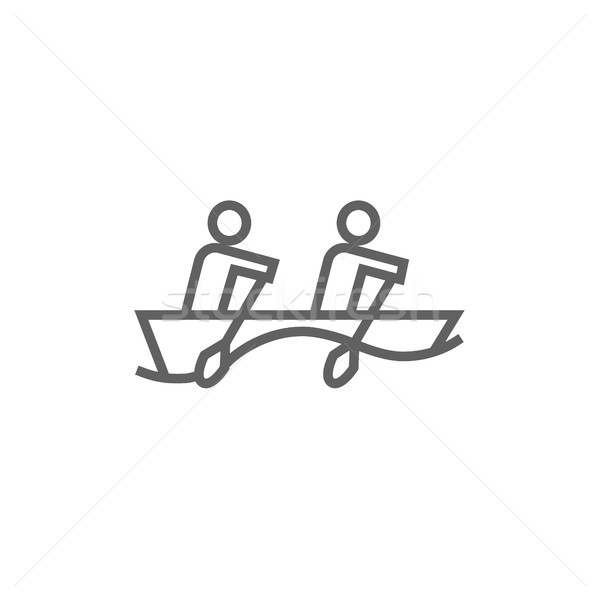 Tourists sitting in boat line icon. Stock photo © RAStudio
