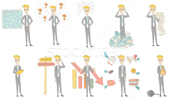 Caucasian businessman vector illustrations set. Stock photo © RAStudio