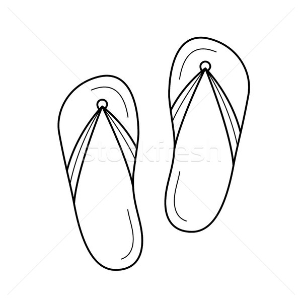 Tengerpart házi cipők vonal ikon vektor izolált Stock fotó © RAStudio