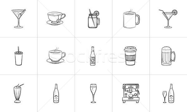 Stockfoto: Drinken · schets · schets · doodle