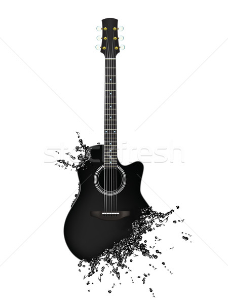Photo stock: Guitare · électrique · liquide · guitare · note · isolé · blanche