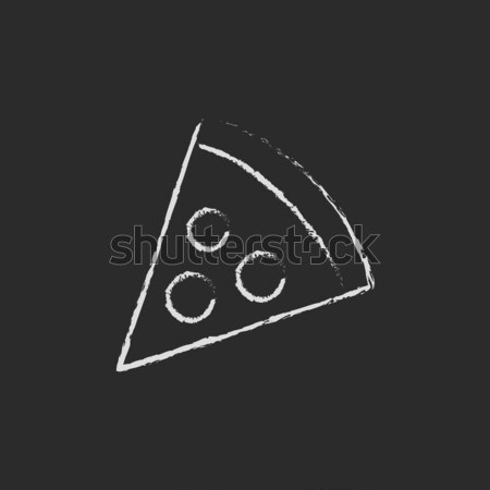 Pizza slice icon krijt Blackboard Stockfoto © RAStudio