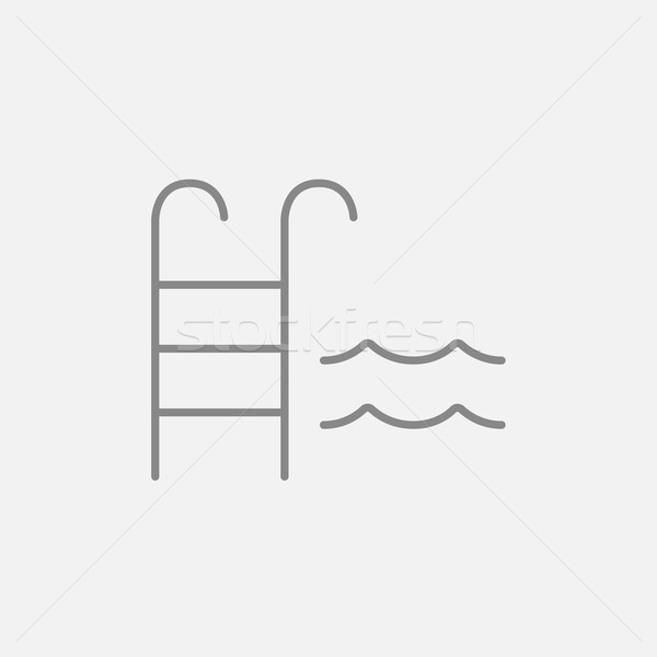 Swimming pool with ladder line icon. Stock photo © RAStudio