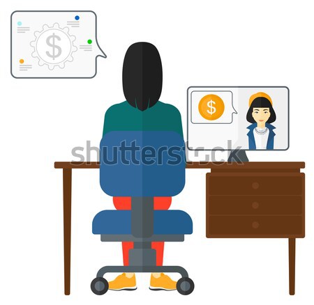 商業照片: 業務 · 視頻 · 談判 · 女子 · 坐在 · 辦公室