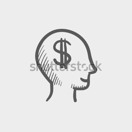 Human head with dollar symbol line icon. Stock photo © RAStudio