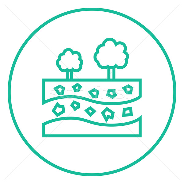 Cut of soil with different layers and trees on top line icon. Stock photo © RAStudio