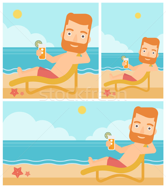 Man sitting in chaise longue vector illustration. Stock photo © RAStudio