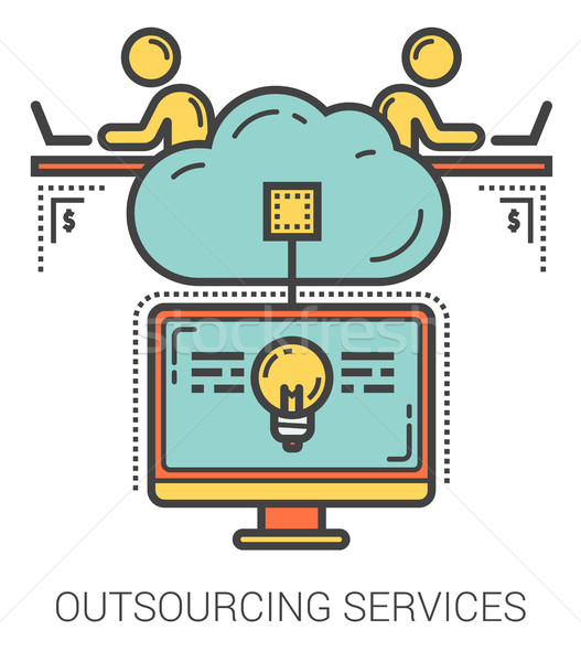 Outsourcing usług line metafora ikona Zdjęcia stock © RAStudio
