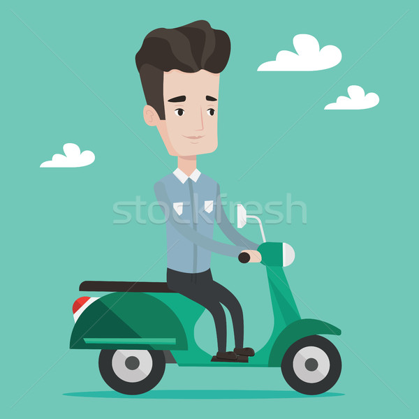 Man riding scooter vector illustration. Stock photo © RAStudio