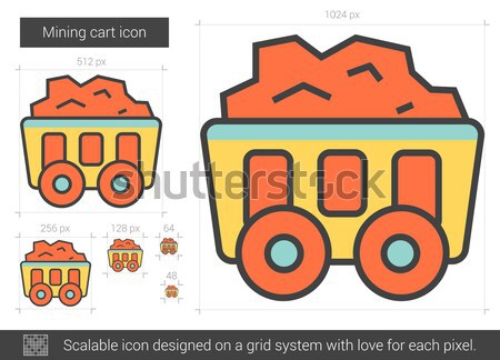 Imagine de stoc: Minerit · coş · linie · icoană · vector · izolat