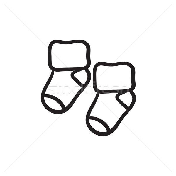 Baby Socken Skizze Symbol Vektor isoliert Stock foto © RAStudio