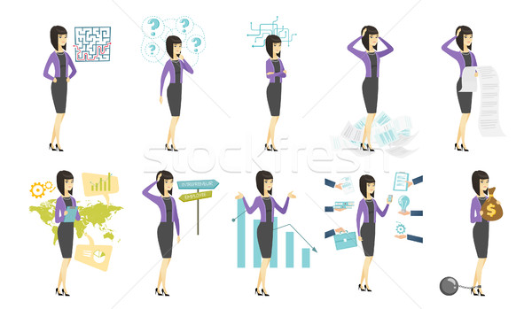 Vetor conjunto ilustrações pessoas de negócios asiático empresária Foto stock © RAStudio