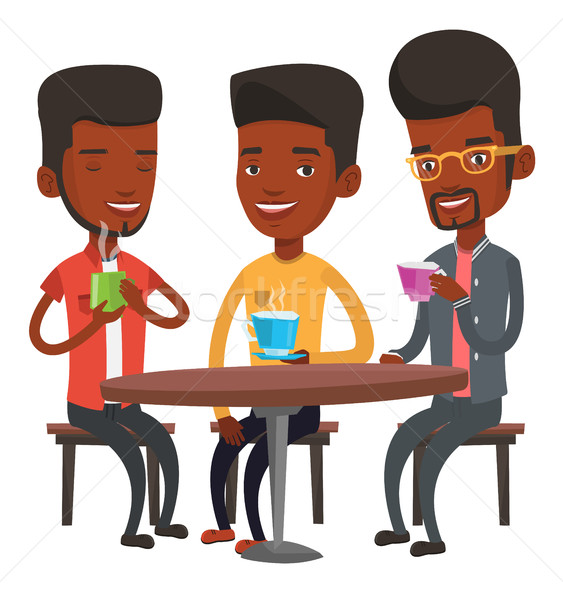 Group of men drinking hot and alcoholic drinks. Stock photo © RAStudio