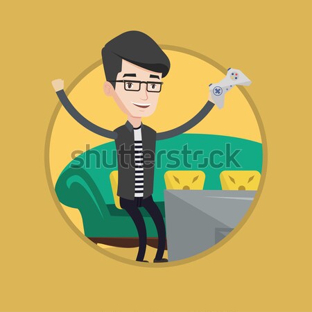 Hindu businessman holding balance scale. Stock photo © RAStudio
