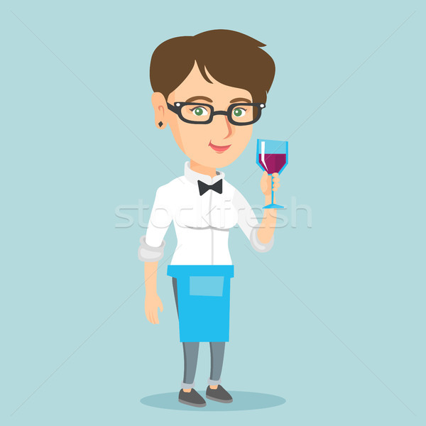 Serveuse verre vin jeunes [[stock_photo]] © RAStudio