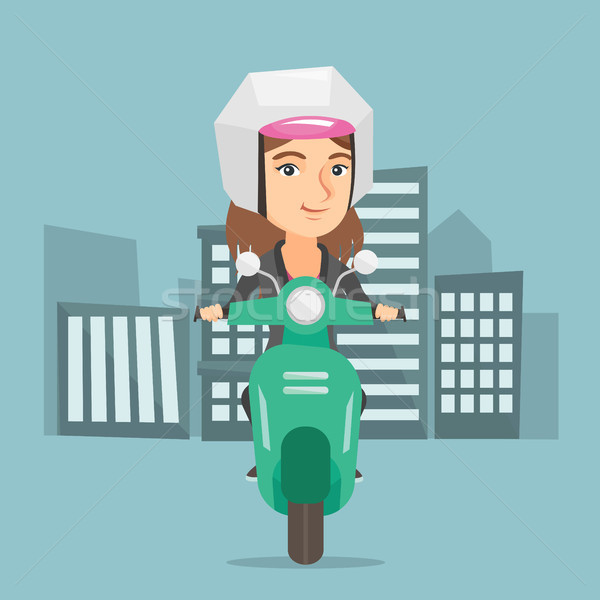 Young caucasian woman riding a scooter. Stock photo © RAStudio