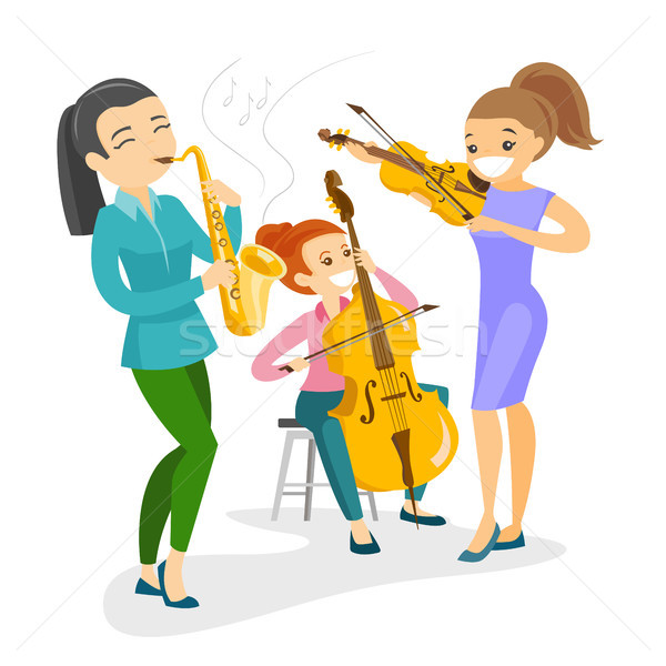 Band of musicians playing the musical instruments. Stock photo © RAStudio