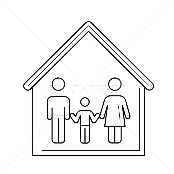 [[stock_photo]]: Famille · maison · ligne · icône · vecteur · isolé