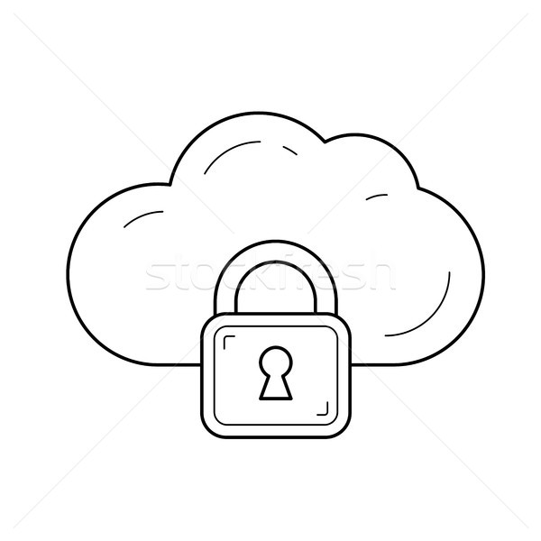 Internet nuage protection des données ligne icône vecteur [[stock_photo]] © RAStudio