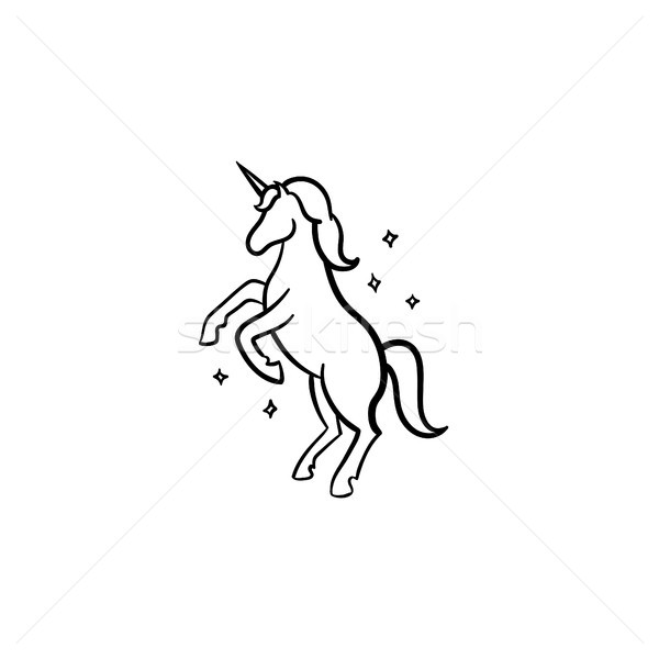 Unicorn with magic stars hand drawn sketch icon. Stock photo © RAStudio