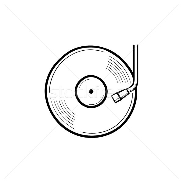 Foto stock: Plato · dibujado · a · mano · garabato · icono · vinilo