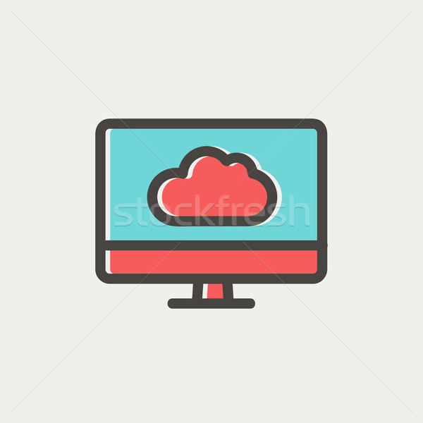 Cloud computing thin line icon Stock photo © RAStudio