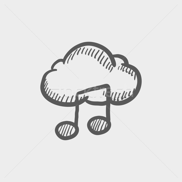Chmura melodia szkic ikona internetowych komórkowych Zdjęcia stock © RAStudio