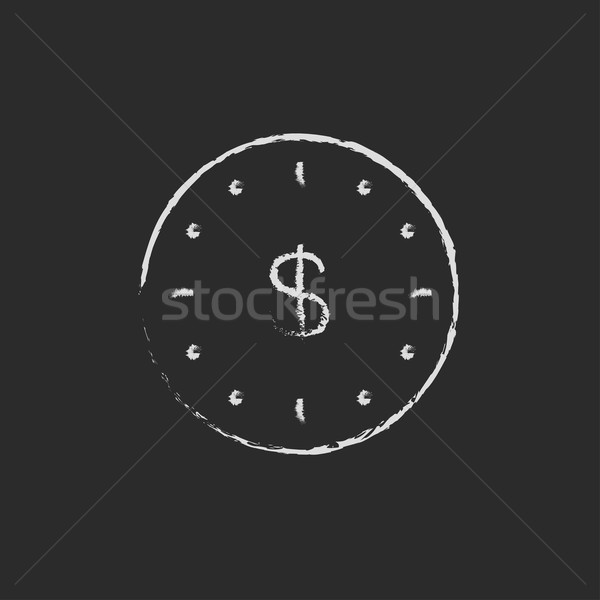 Wall clock with a dollar symbol icon drawn in chalk. Stock photo © RAStudio