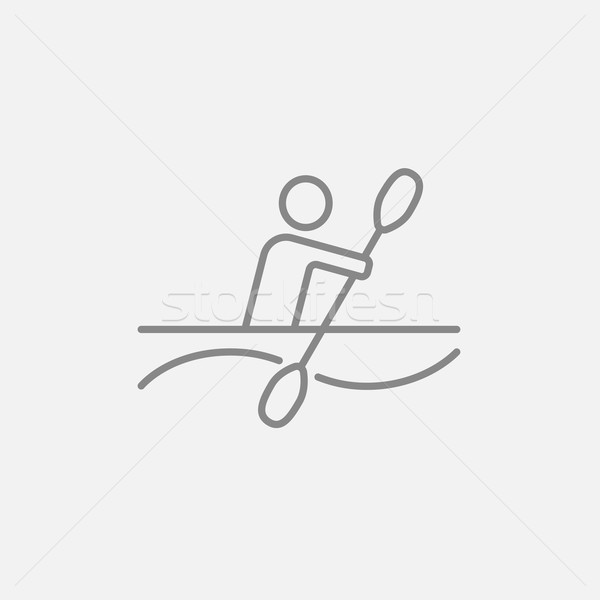 Man kayaking line icon. Stock photo © RAStudio