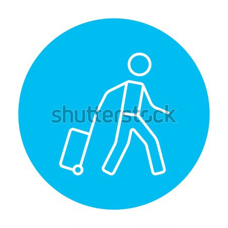 Stock photo: Man with suitcase line icon.