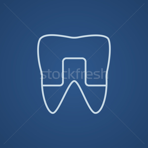 Crowned tooth line icon. Stock photo © RAStudio
