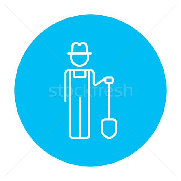 Stock photo: Farmer with shovel line icon.