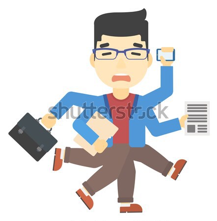 Mann Multitasking asian viele Hände halten Stock foto © RAStudio