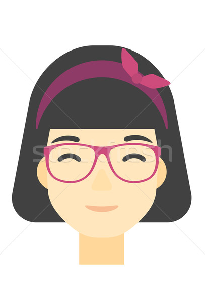 Stockfoto: Glimlachend · gelukkig · vrouw · asian · vector · ontwerp