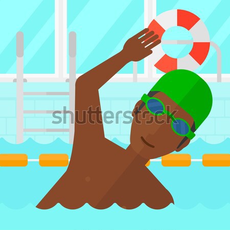 Pregătire piscină asiatic om Imagine de stoc © RAStudio