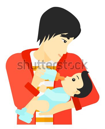 Foto stock: Mulher · bebê · asiático · pequeno · leite