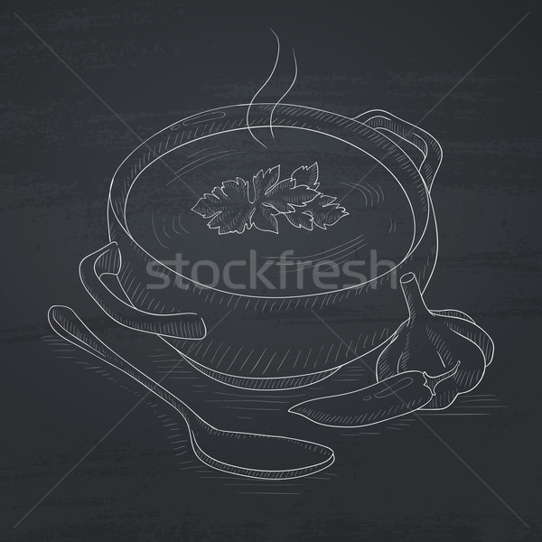 Pot of hot soup. Stock photo © RAStudio