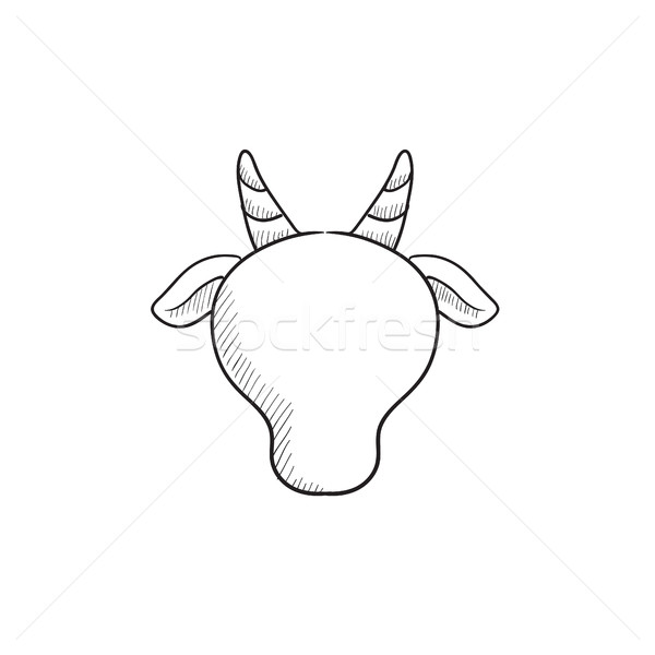 ストックフォト: 牛 · 頭 · スケッチ · アイコン · ウェブ · 携帯