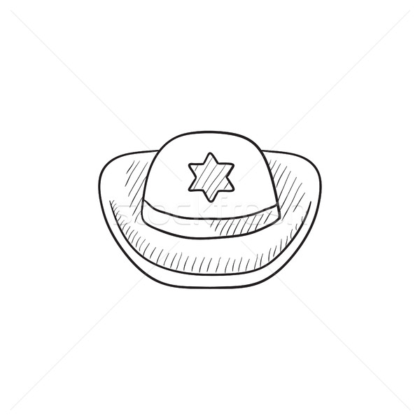 Alguacil sombrero boceto icono vector aislado Foto stock © RAStudio