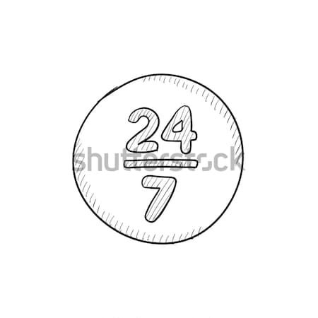 Open 24 hours and 7 days in wheek sketch icon. Stock photo © RAStudio