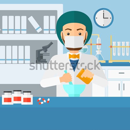 Man with three D printer vector illustration. Stock photo © RAStudio