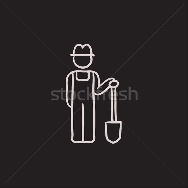 Farmer with shovel sketch icon. Stock photo © RAStudio