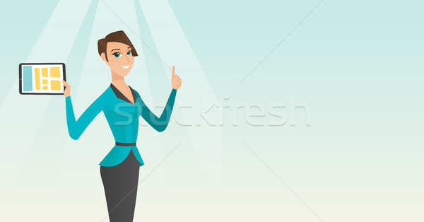 Student using tablet computer vector illustration. Stock photo © RAStudio