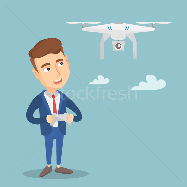 Man flying drone vector illustration. Stock photo © RAStudio