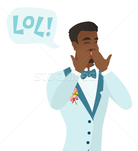 Young african-american groom laughing out loud. Stock photo © RAStudio