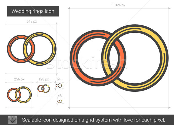 Zdjęcia stock: Obrączki · line · ikona · wektora · odizolowany · biały