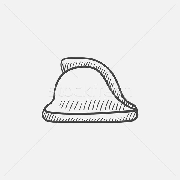 Strażak kask szkic ikona internetowych komórkowych Zdjęcia stock © RAStudio