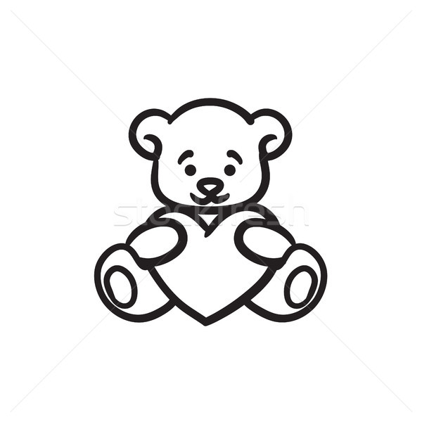 Teddy bear with heart sketch icon. Stock photo © RAStudio